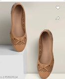 Brown synthetic leather slip-on ballerinas for women, comfortable and stylish footwear for girls and ladies