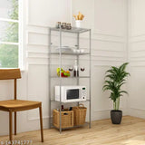 Tunehome Metal Kitchen Cabinet - White finish, slender design, 3 shelves, stainless steel handle