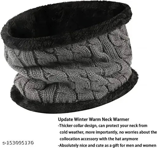 Women's Woolen Cap with Neck Muffler/Neckwarmer Set of 2 Free Size -Grey