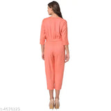 Rayon three-quarter sleeve jumpsuit for women, solid net design, trendy Indian fashion wear