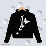 Women's cotton blend butterfly print long sleeve sweatshirt, trendy graphic pullover with colorful design