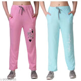 Pink cotton pajamas, two-piece set, white waist ties, white writing on left leg