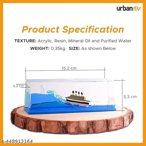 Titanic liquid wave cruise ship decoration, metallic automobile showpiece for car dashboard