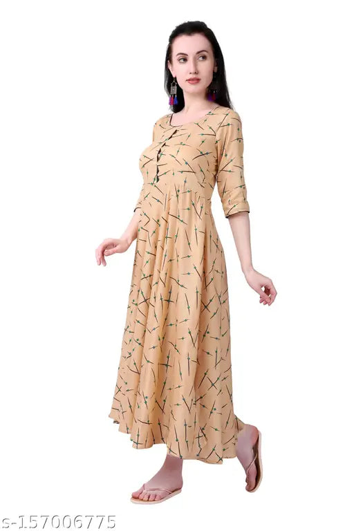 Geometric print plus size rayon Meesorra Kurta, three-quarter sleeve length, XL bust size 42in, vibrant geometric pattern on long gown kurta from India