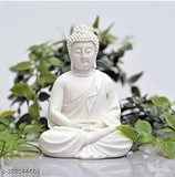 White resin Polymarble Buddha statue, 55 inches tall, graceful for home or office decor