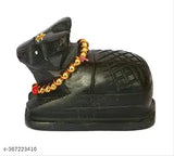 Poly resin black Nandi Shiv Ji cow bull for temple worship (7.5cm L x 3cm B x 5.5cm H), Indian handcrafted animal showpiece