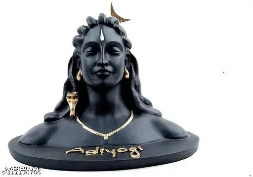 Matte Black AdiYogi Shiva Resin Figurine, Indian handcrafted brass Buddha statue