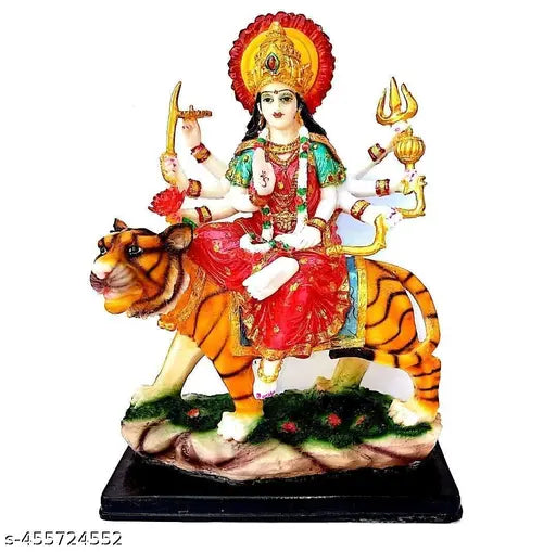 Poly Resin Maa Durga Idol, intricately detailed decorative piece for Pooja Mandir or home interior. Perfect gift for festive occasions or special events. Made in India