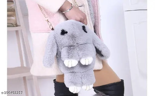 Pack of 2 sling bags, faux fur, crossbody, plush purse, chain shoulder handbag, cute teddy style, girls kids, for ages 4-12