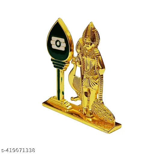 Metal Murugan showpiece for home, car, or pooja room - Indian religious art for decor