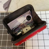 Cute small sling purse, red and black patterned fabric