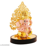 Gold-plated tree idol, symbolizing growth, strength, and elegance for car dashboards, offices, study tables, decor, and pooja mandirs