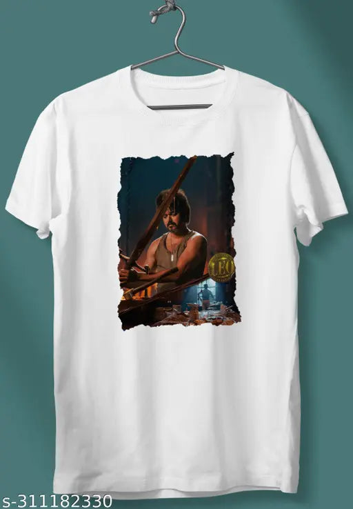 Thalapathy Vijay Leo printed polycotton blend men's round neck half sleeves t-shirt - ultra soft, comfortable, lightweight