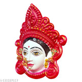 Red Polyfibre God Idol: Mahalaxmi Face Mukhota for prosperity, handcrafted in India