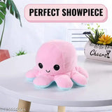 Reversible dark blue & pink octopus plush toy for kids, durable fabric net material