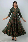 Stylish, comfortable Rayon floral print kurti/gown with three-quarter sleeves, perfect for women's occasions