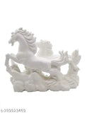 White resin Vastu Vardan horses, symbolizing vitality and control, for home or office decor. Dimensions: 19 cm (L) x 17 cm (H) x 5.5 cm (W)