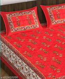 Floral cotton double bedsheet with 2 matching pillow covers, high-quality and soft, adding elegance to any bedroom