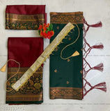 Traditional kids half saree in litchi silk, unstitched Lehenga and Choli with woven design, free size dupatta (1.7m), India