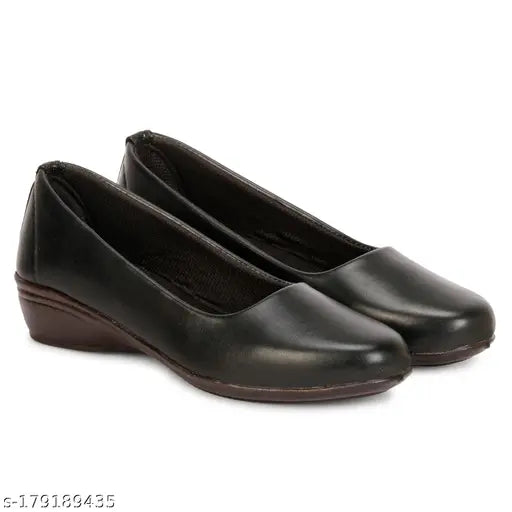 Synthetic leather slip-on solid ladies heel, latest design official belly (India) - fashion accessory for women