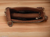 Brown leather purse with multiple pockets and a zip closure, perfect for everyday use