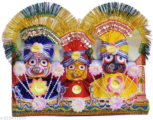 Handcrafted plastic Lord Jagannath Vesh decorative showpiece, 7cm x 10cm x 6.5cm, Indian art for religious spaces, homes, or gifting