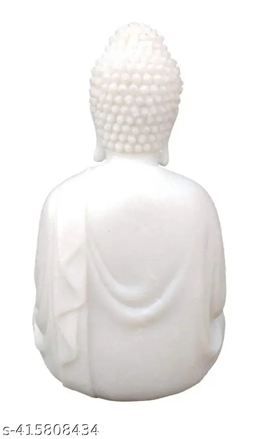 White resin Buddha statue, 5.5-inch decorative showpiece for living room, bedroom, office, or desk decor, ideal for gifting