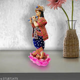 Premium resin Krishna idol with flute, modern home decor for living room/bedroom/offices, size 12x8x28 cm