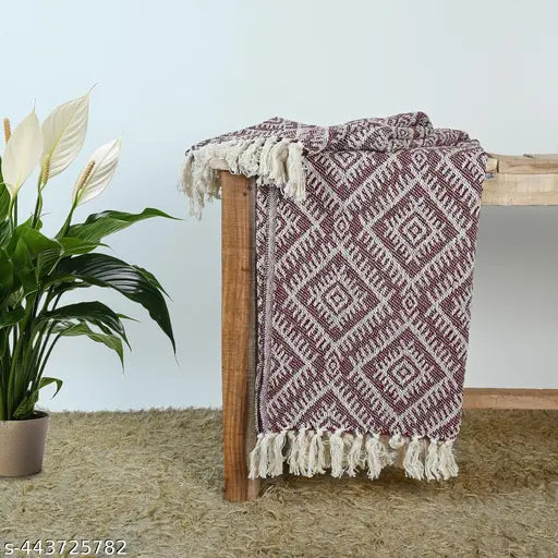 Stitch Weave 100% Cotton Throw Blanket for Couch | Soft | Plush | Warm and Cozy Throw Blanket, Single Layer, Perfect for Bed Couch and Sofa Chair (Lavender,50 x 60 Inches)