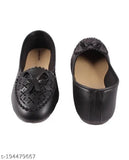 Black synthetic loafers by Nikachu, trendy bellies style with closed back detail and textured pattern, ideal for casual or party wear