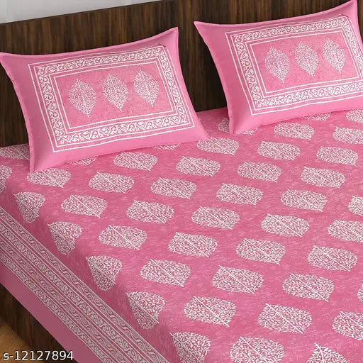 Cotton queen-sized elegant versatile bedsheets, 2 pillow covers, 144 thread count - Indian quality