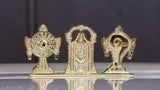 Antique brass Balaji statue stand with Shankh Chakra, gold-plated, Indian religious decor for car or home/office