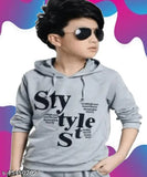 Kids Boys & Girls Hooded Neck Full Sleeves Pure Cotton Printed Regular Fitted T-shirt,