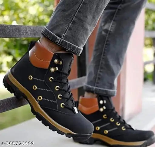 Stylish PU lace-up boat shoes for men, embellished design in sizes IND-6 to IND-10