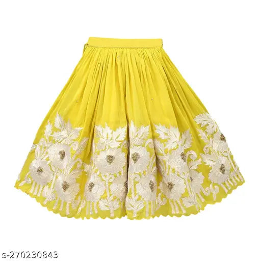 Embroidered Georgette lehenga choli for baby girls, fully stitched with sleeveless top and various size options for 2-8 years