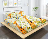 Soft microfiber fitted double bedsheet with cartoon pattern, 72x78x8 inches, includes 2 pillow covers (16x26 inches). Breathable, moisture-wicking, and machine washable for a cozy, comfortable sleep