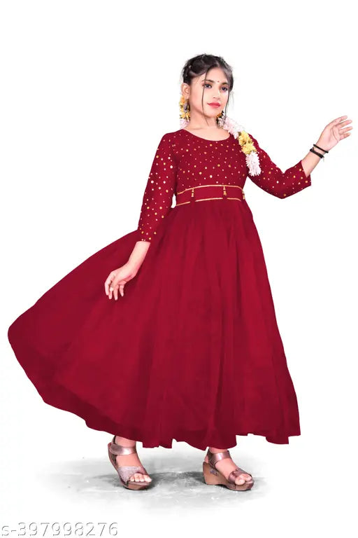 Elegant net princess gown for kids, intricate detailing, Indian formal wear for special occasions