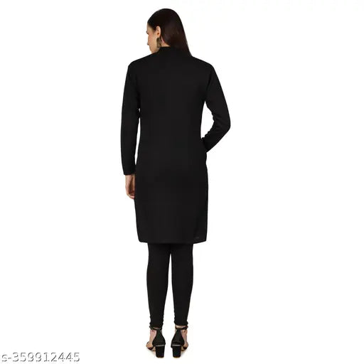 Dark wool coat, women's long length design
