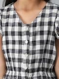 Pure cotton black kid's top & trousers, checked pattern, 3-4 years, Indian origin