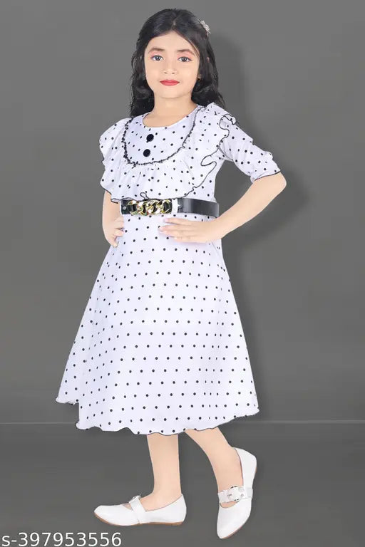 White cotton sleeveless gown, soft and smooth quality fabric for parties, weddings, and special occasions. Imported digital print with a 2-year warranty, suitable for all seasons. Available in various sizes from 2-11 years. Indian origin