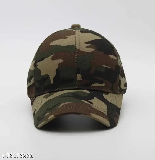Green cotton baseball cap, suitable for men and kids, casual or sports occasion, Plain Army design from India