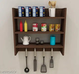 Brown wooden four-tiered kitchen rack