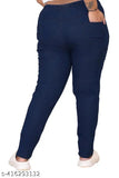 Blue plus-size denim jeggings with premium quality, stretchable fabric and solid pattern. Length: 40 inches. Made in India