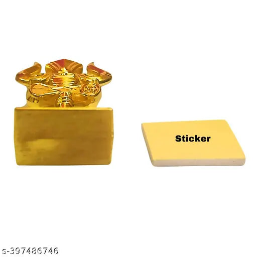 Golden handcrafted Indian Thirisul decor showpiece, 25-inch in length and 7 cm in height for Pooja rooms, office, or car dashboard
