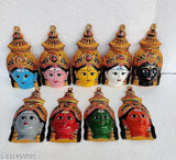 Metal Navadurga Devi face set of 9, Indian god idols, 8x4 inches dimensions