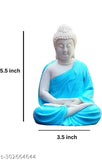 Meditating blue Dhyan Gautam Buddha statue, religious idol from India for living room, bedroom, or office desk decoration