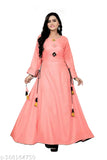Peach rayon flared Anarkali kurti for women's daily summer wear, ideal for college or office