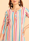 Cotton kurti pant set with dupatta, printed and stitched for women's M-XXXL sizes, India origin