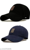Cotton traditional caps for men, solid navy blue (2pcs), Made in India