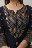 Women's gold panel printed rayon straight kurta with Sharara (Set of 2), Indian-made, comfortable for various skin types